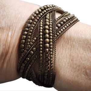 Bronze Beaded Cuff Bracelet
